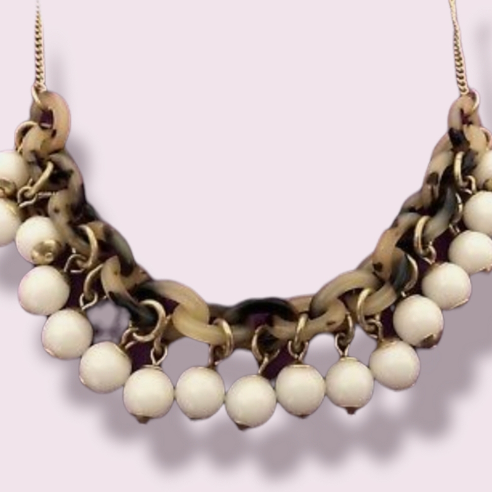 J. Crew TORTOISE LINK BAUBLE NECKLACE DUSTY IVORY